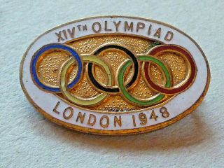 Scarce Vintage Enamel Badge London Olympic Games 1948 Xiv Olympiad
