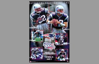 England Patriots Bowl Xxxvi (2002) Champions Vintage Poster