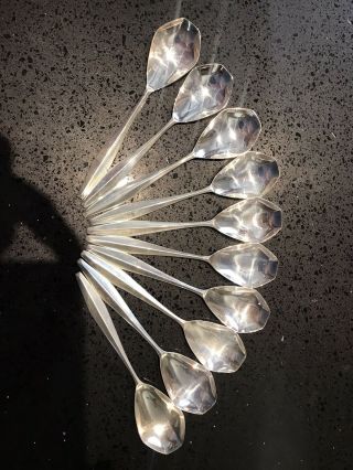10 Gio Ponti Diamond Sterling Soup Spoons By Reed And Barton