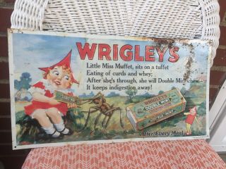 Vintage Wrigleys Double Metal Sign By Aaa Sign Co 9.  5”x18”