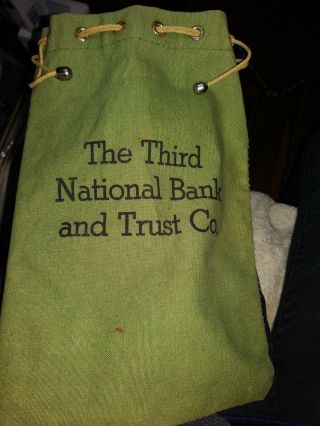 Vintage The Third National Bank And Trust Co.  Canvas Money Deposit Bag