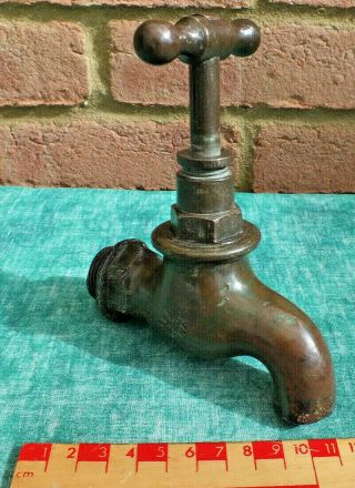 Reclaimed Vintage Solid Bronze / Brass Cold Water Tap Great Patina (1)