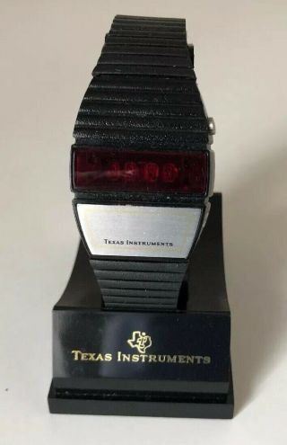Rare Vintage 1970’s Ti Texas Instruments Led Watch Black Band Series 500