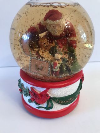 Vintage Christmas Glass Snow Globe Music Box Santa Toys Elves