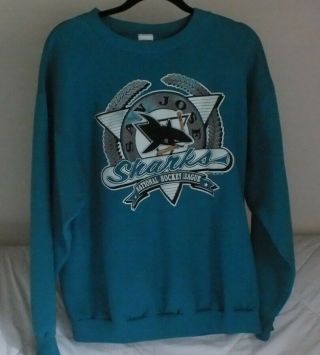 Vintage 1991 San Jose Sharks Nhl Home Team Crewneck Sweater Size Xl 46 - 48
