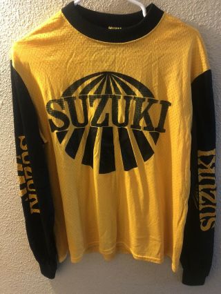 Vintage Suzuki Mens Size M Motocross Jersey By Viking.  Moto X.  Gold Black Ls 70s