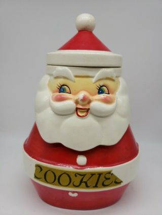 Vintage Holt Howard Christmas Santa Cookie Jar And Candy Jar Combo 1963 Htf