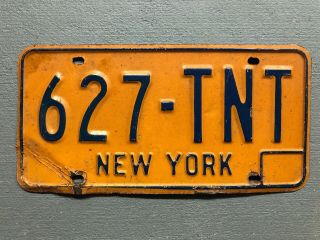 Vintage 1970’s York License Plate Classic Orange/blue 627 - Tnt Dynamite 