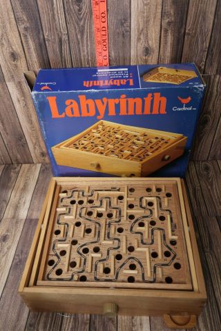 Labyrinth Solid Wood Tilt Maze Game Of Skill - Cardinal Vintage Wooden