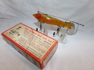 Vintage Heddon Dowagiac Spook 9109l Fishing Lure W/ Brush Box Perch