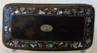 Pretty Antique Victorian Papier Mâché Snuff Box with Mother of Pearl Inlay 2
