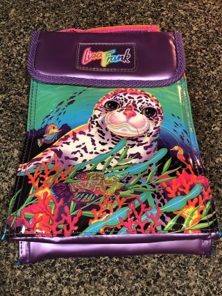 Vintage 90s Lisa Frank Lunch Bag Rainbow Seal Bright Purple Euc Leopard Vsco