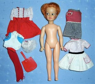 Vintage Ideal Tammy Sister Pepper Doll With Red Hair & Outfits