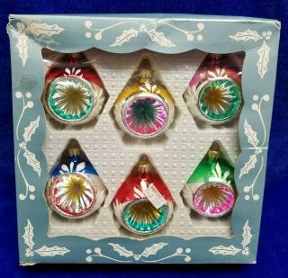 Vintage Kurt Adler Traditional Glass Indent Christmas Ornaments Colombia 6 Boxed