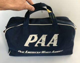 Vintage Panam Vinyl Carry - On Travel Tote Bag Pan American World Airlines Paa