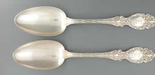 2 Wallace Sterling Silver Lucerne Solid Serving Spoons 8 1/4 " 1896 10