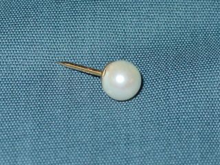 Vintage 14k Yellow Gold 8mm Pearl Tie Tack
