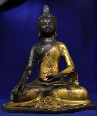 Antique Chinese Tibetan Gilt Bronze Buddha 19th Century