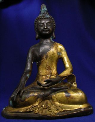 Antique Chinese Tibetan Gilt Bronze Buddha 19th Century 2
