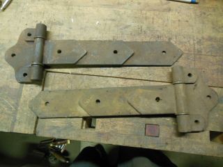 Vintage T Strap Hinges Large Heavy Duty Barn Door Hardware Old Steel Tool