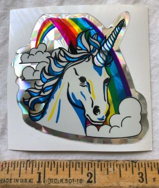 Vintage 1970s Unicorn Rainbow Decal Bumper Sticker Prism Prismatic