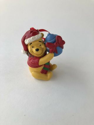 Vintage Disney Winnie The Pooh Christmas Ornament Honeypot Bow Green Red Scarf