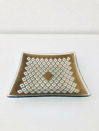 Vintage Square Glass Serving Platter Plate Dish With Gold Intricate Design/ Trim