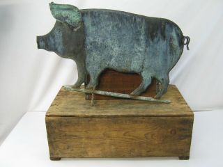 Antique Sheet Copper 26 " Pig Hog Harley Weathervane 26 " Folk Art Americana