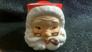 Vintage Lefton Santa With Pipe Ceramic Mug Japan 3 1/2 " Tall
