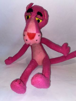 Vintage 1960s Pink Panther 18 " Poseable Wire Frame Stuffed Animal Plush Toy