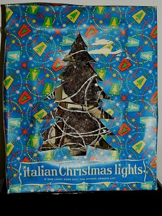Vintage Italian Christmas Light Set Of 12 Tinsel Balls -