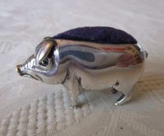 Vintage Solid Sterling Silver R.  Carr,  Sheffield 1977,  Pig Pin Cushion