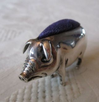 Vintage solid sterling silver R.  Carr,  Sheffield 1977,  PIG pin cushion 2