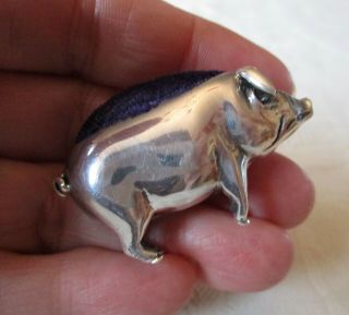 Vintage solid sterling silver R.  Carr,  Sheffield 1977,  PIG pin cushion 3