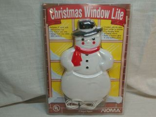 Noma Lighted Snowman Double Sided Window Decor Blow Mold Christmas 1990 Vintage