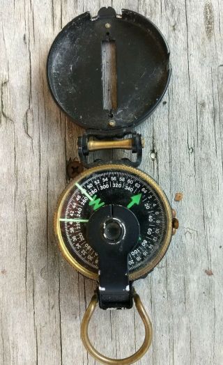 Vintage Engineer Lensatic Pocket Field Compass Made In Japan