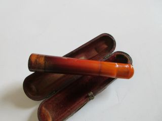 ANTIQUE Butterscotch Amber Cigar Holder With Case 3