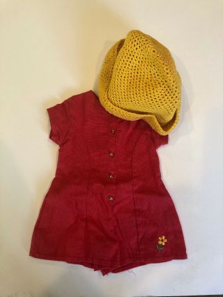 1996 Vintage American Girl Doll Garden Outfit Red Romper,  Hat,  Euc Pleasant Co.