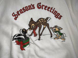 Bambi Christmas Sweatshirt Disney Seasons Greetings Thumper Vintage XL See SZ 2