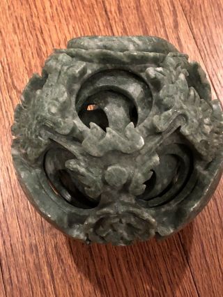 Hand Carved 8 Layers Green Jade/stone Magic Puzzle Ball Sphere 5 " Large