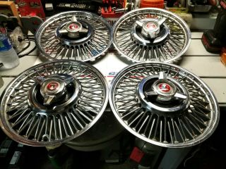 Set Of 4 Vintage 63 64 65 Ford Falcon Sprint 13 Inch Wire Simulated Hubcaps