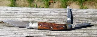 Vintage Remington Pocket Knife Bone Scales 3 Blade 3.  25 " Closed R749 Bl
