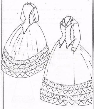 18 " Antique French Fashion Lady Doll@1870 Points Puffs Dress Underwear Pattern