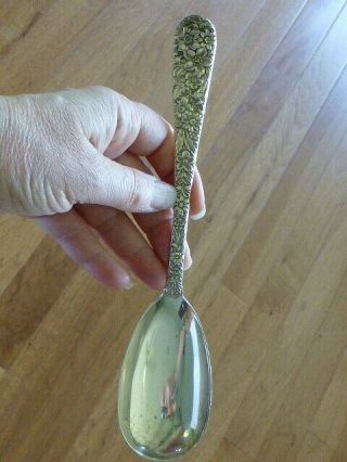 Kirk Stieff Repousse Sterling Silver Serving Spoon 8 3/8 " Oval Bowl