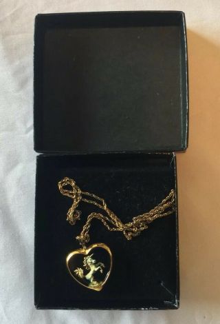 Vtg Franklin 1987 Sterling Silver & Gold Vermeil Goebel Unicorn Necklace