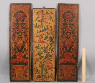 3 Antique 19thc Chinese 2 - Sided Floral Paintings From Early Folding Screen,  Nr