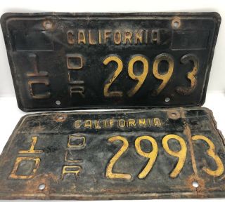 Antique Automobile Vintage Matching Set Of 1963 California Dealer License Plates