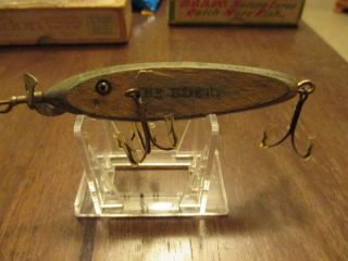 Rare Vintage F C Woods Flat - Sided " Expert " Minnow Glass Eyed Wood Fishing Lure