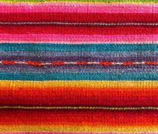 Vintage Antique Indian Aymara Peru Native Awayo 30s Rug Blanket Woven Textile Nr