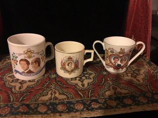 Vintage Queen Elizabeth Coronation Cup And Charles & Diana 1981 Marriage Cups